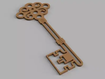 Antique Door Key Keychain - Pendant - Necklace 3D print model