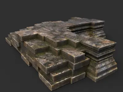 Low poly Dry Mossy Ruin Construction Pack 200210 Low-poly 3D model