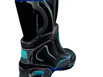 Futuristic SciFi Metallic Boot Armor Low-poly 3D model