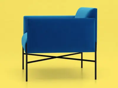 Armchair lounge chair fabric with chrome legs 3D model