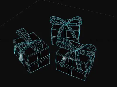 Gift low poly boxes with bows 3D model