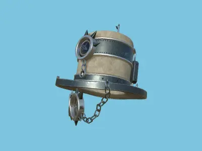 Steampunk Hat 07 Beige Steel - SciFi Character Design Low-poly 3D model