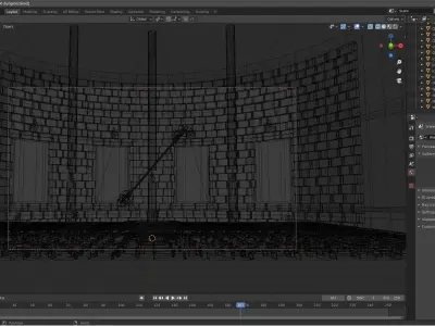 Ruins empty room with light 3D model