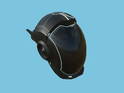 SciFi Helmet 01 - Robot Black - Character Design Fashion Low-poly 3D model