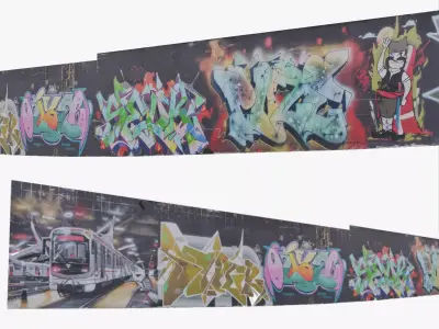 Big graffiti wall II 3D model