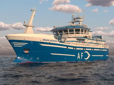  Deep Sea Longline Trawler Blue Rigged 