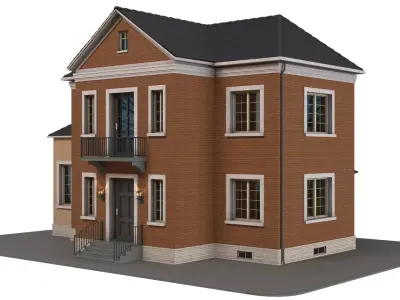 Classic Red Brick House 3D Model 3D model