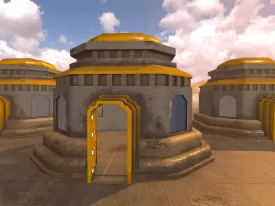 SciFi Desert Building 4 Low-poly 3D model