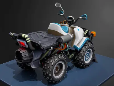 Stylish cartoon mountain bike Low-poly 3D model