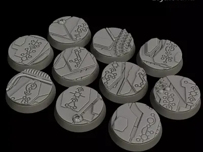 Complete Necro Tech Base set for Wargaming - solid and magnet 3D print model