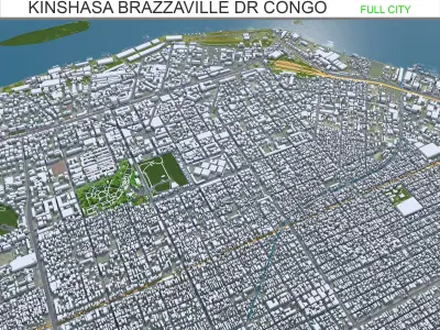 Kinshasa Brazzaville Dr Congo 45km AI Low-poly 3D model