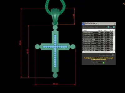 High Cross Pendant Light Gold 18K 4CP009 3D print model