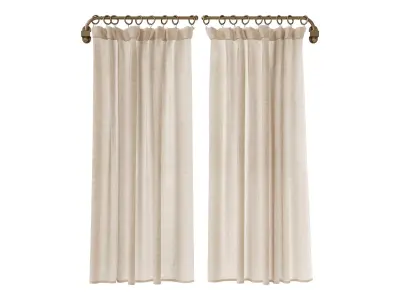 Curtain HE-No 07 Curtain With Swing Arm Rods 01 3D model