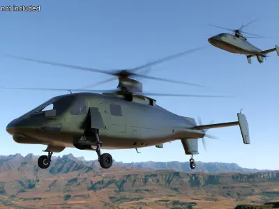  Futuristic Military Helicopter Rigged for Maya 