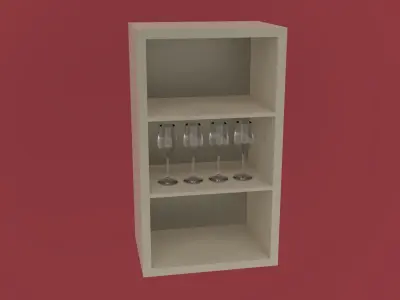 Cupboard with 4 wine glasses Free 3D model