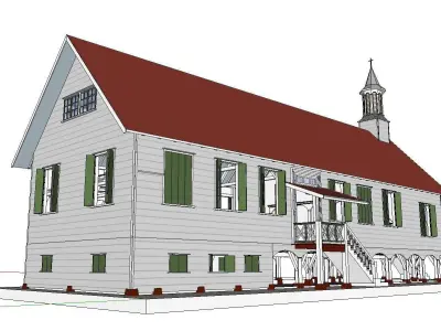 Architecture-Religion-God-Culture-Temple-074 church with stee... 3D model