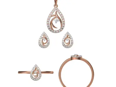 Light wt Ring Earrings Pendant set 3dm stl 1-render details 3D print model order