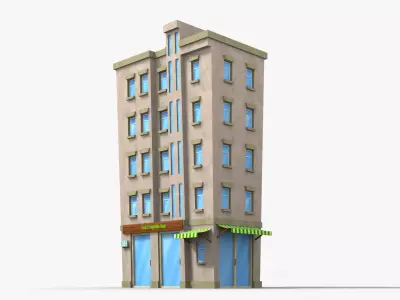 Cartoon Building x25 Low-poly 3D model