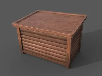 Square wood made dog house style B Low-poly 3D model