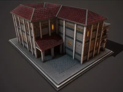 Roman-Greek Library Low-poly 3D model