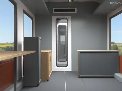  Single-Cab Diesel Locomotive with Passenger Body Red with Interior 