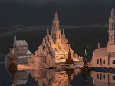 Haunted Halloween Church Kit bash 3D model