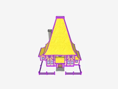 Medieval Building A03 Cartoon Purple - Scenery Backdrop House Low-poly 3D model