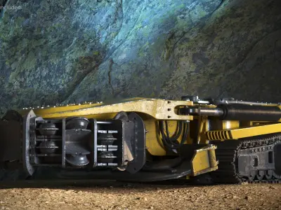  Mobile Tunnel Boring Machine Yellow Rigged for Maya 