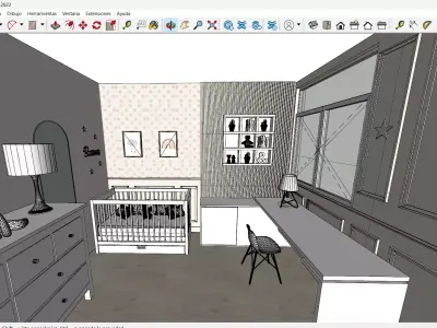 Modern Kids Bedroom - Full Interior Scene SketchUp and Blender 3D model
