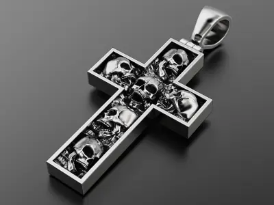 Cross with skulls light version 3D print model