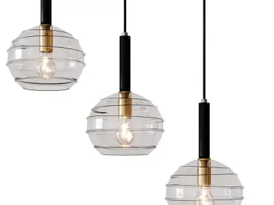 Suspension with a shade made of glass 3D model