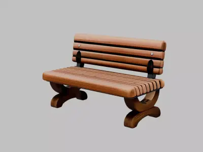 Bench Low-poly 3D model 6