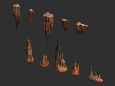 Cave Rock Pack 1 - Rust Low-poly 3D model