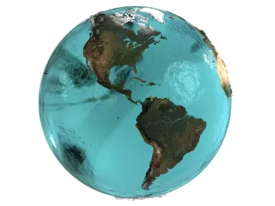Earth Water 3D Globe Natural Low-poly 3D model