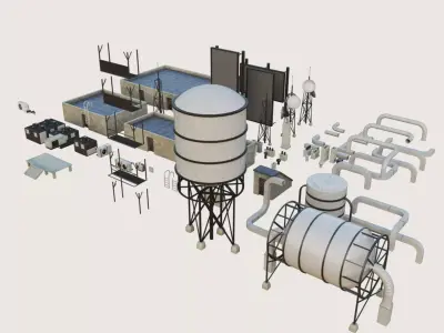 Building Skyscraper City Town Downtown Office Space Work Rooftop Low-poly 3D model