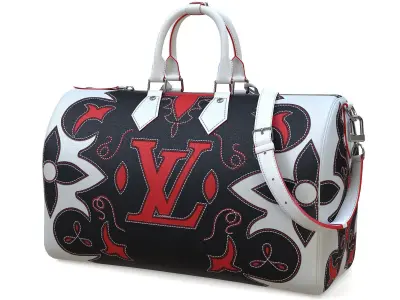 Louis Vuitton Keepall Bandouliere 40 Black White Low-poly 3D model