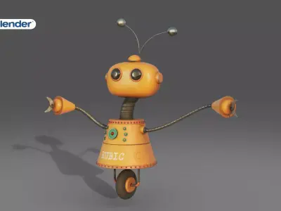 Cartoon Robot Rigged in Blender  Low-poly 3D model