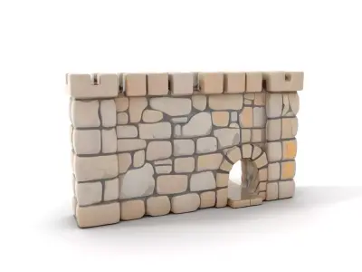 Medieval Stone Wall model pack Low-poly 3D model get