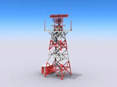 Big Radar Tower Low-poly 3D model