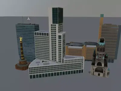 Berlin High Rise Pack Low-poly 3D model