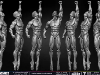 SuperHero Basemesh 3D Model Pose 04 Low-poly 3D model