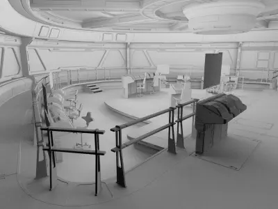 Starship Command Center High Poly PBR 3D model