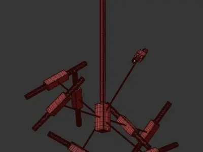 TUBULAR chandelier with wires hanging from it 3D model