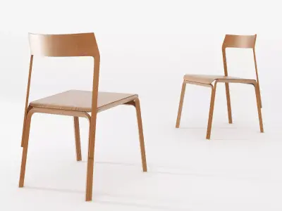 Tabac two wooden chairs 3D model
