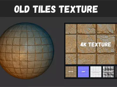 Realistic old cracked tiles Texture