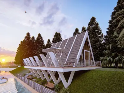 Architectural Exterior Low-poly 3D model