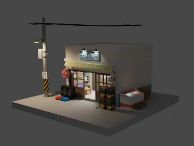 Korean Stationery Store  Low-poly 3D model