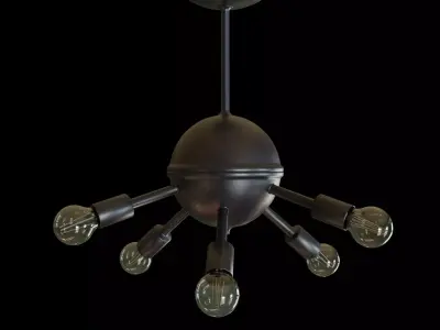 Chandelier metal light fixture with five bulbs 3D model