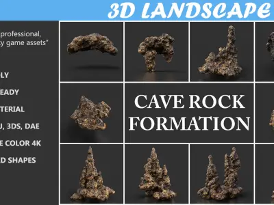 Low poly Stalactite Cave Rock Modular Pack D 2020 Low-poly 3D model