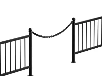 Metal fencing fence with chain links 3D model